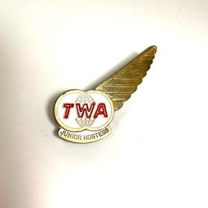 Vintage TWA Junior Hostess wing pin 1950’s - 60’s gold tone